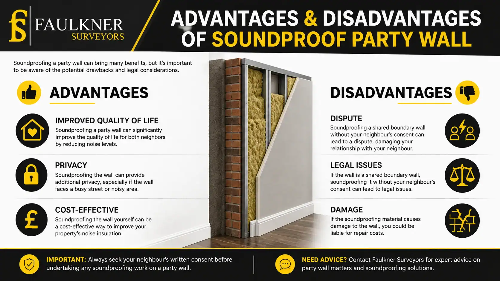 Can you soundproof a Party wall? 2 Advantages and Disadvantages of Soundproof Party Wall Wokingham