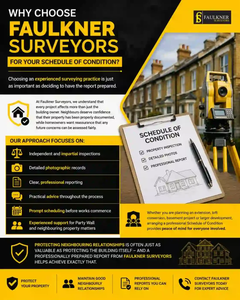 Schedule of Condition: What It Is and Why It Protects Both Neighbours 3 Why Choose Faulkner Surveyors for Your Schedule of Condition Wokingham?